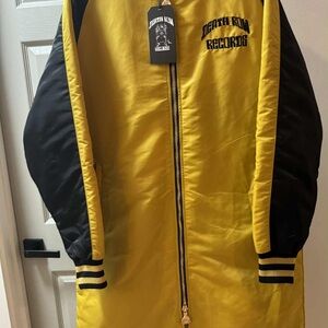 Death Row Records Yellow and Black Long Bomber Jacket